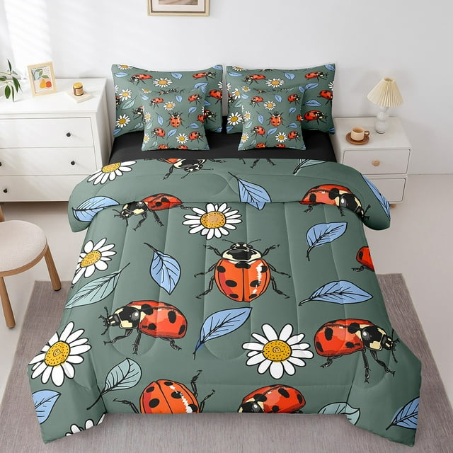 YST Mignonne Ladybug Ensemble de Literie 7 Pcs Tout-en-un Animal Faune Insecte, Lit Simple