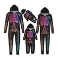 thumbnail image 4 of Xfvqtps Matching Family Pajamas Cool Spider Web and Haunted House Print Long Sleeved Hooded Jumpsuit Fashion Parent-Wear One Piece Sleepwear Black-Dad, 4 of 5