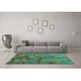 thumbnail image 3 of Ahgly Company Machine Washable Indoor Round Abstract Turquoise Blue Contemporary Area Rugs, 6' Round, 3 of 4