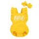 thumbnail image 1 of Shalofer Bebé Niñas Un Año Trajes Primer Cumpleaños Mameluco Lindo Volantes Sin Espalda Mono Con Diadema (Amarillo 6-12 Meses), 1 of 5