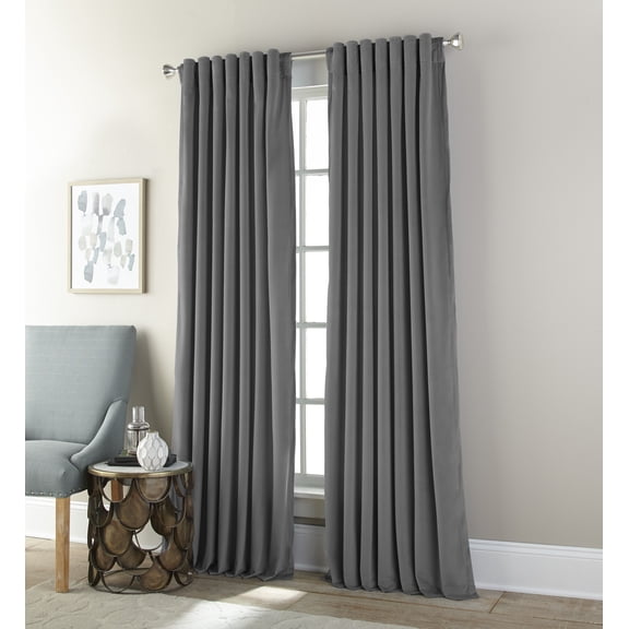 Lanco Bernard Room Darkening Window Curtain Panel with Back Tabs, Grey, 52 x 84"