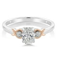 thumbnail image 2 of Gem Stone King 925 Silver and 10K Rose Gold IGI Certified Lab Grown Diamond Engagement Ring for Women | 1.02 Cttw | Center Diamond Oval Cut 1 Ct | D-E Color | VS1-VS2 Clarity | Size 6, 2 of 4