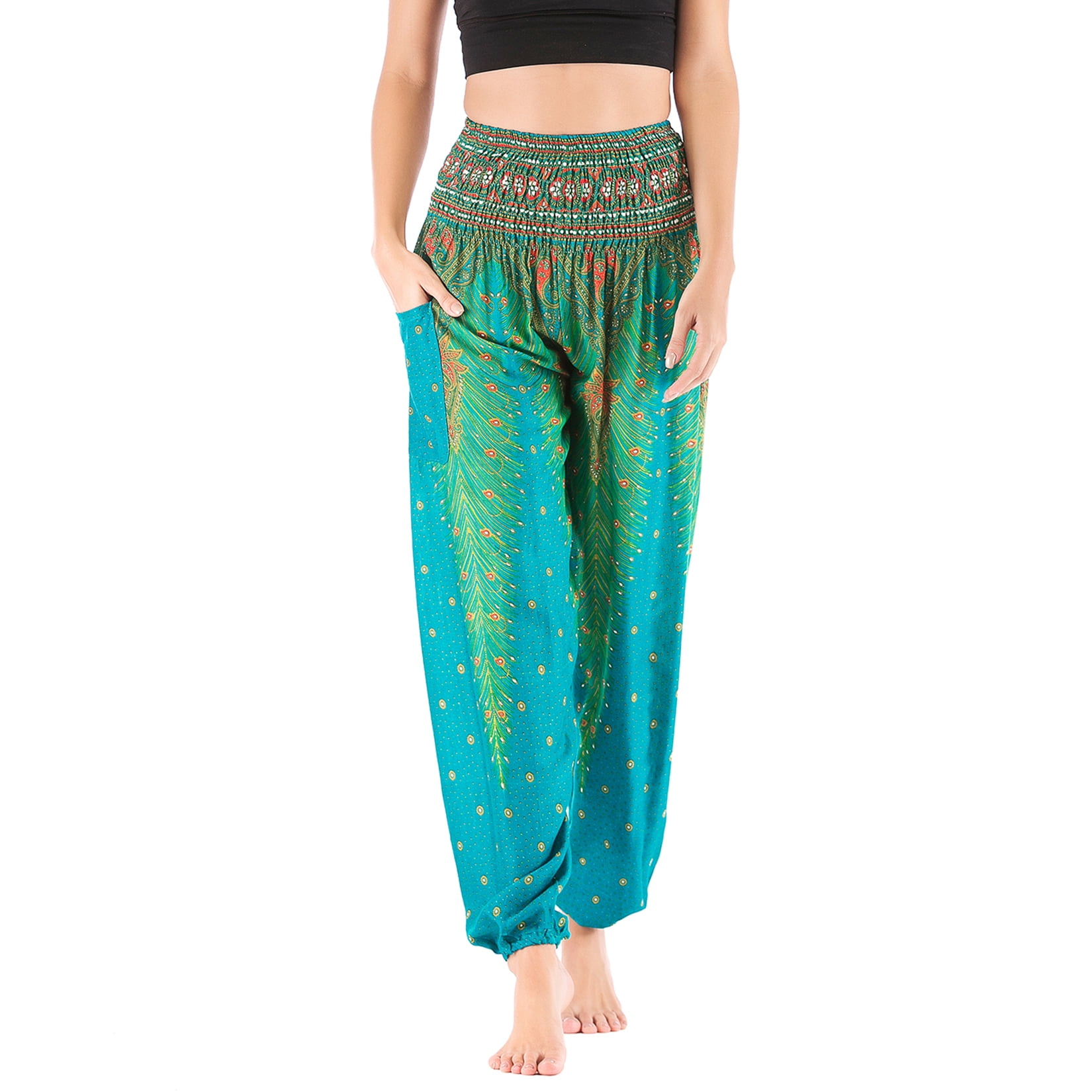 Homgro Women's Harem Boho Pants Yoga Hippie Jogger Genie Pants with