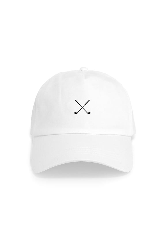 - Crossed Golf Clubs Cap - Adjustable 100% Brushed Unisex Casual Cotton Baseball Cap, Beige, 1