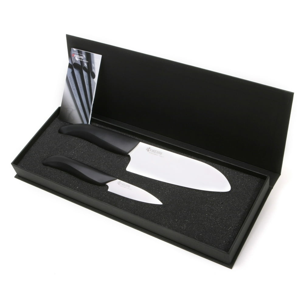 Kyocera Ceramic Knife Set 2 PC 5.5" Santoku & 3" Paring Black Handle