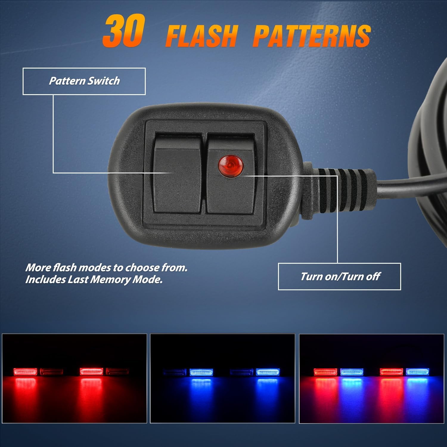 Nilight 40LED Blue Red Emergency Strobe Advisor Light Bar with Suction Cups Dash Safety Warning Hazard Flashing Lights Interior Front/Rear Windshield for Trucks Construction Vehicles