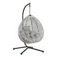 thumbnail image 6 of Harper & Bright Designs Hanging Egg Chair with Stand, Patio Wicker Hanging Chair, Indoor and Outdoor Hammock Swing Chair, 330 LBS Capacity for Bedroom Balcony Garden, Gray+Gray, 6 of 9