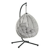 Indoor Outdoor Hammock Chair With Stand, Rattan Egg Swing Hanging Chair With Cushion For Balcony Bedroom Garden