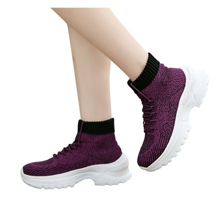 

Gubotare Womens Boots Winter Women Casual Suede Ankle Booties Block Heel Slip On Chelsea Boots Purple 7