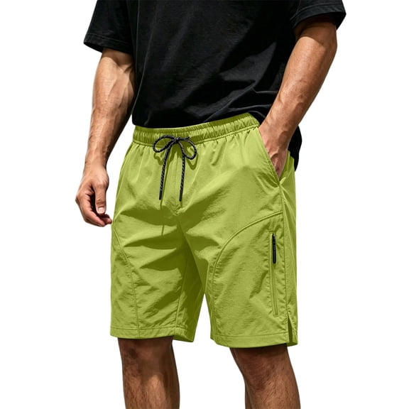 Guluxicc Men's Gym Shorts with Multi Zip Pockets Elastic Waist Drawstring Running Performance Short Pants for Outdoor Workout Summer Casual Outfits