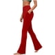 thumbnail image 1 of Amzcrzy Leggings Acampanados Mujer S-2XL - Yoga, Cintura Alta Sin Costura Delantera, Muy Elásticos Cómodos, Color Liso, Bolsillos Rojo, 1 of 6