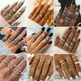 thumbnail image 4 of GKNET 2024 Fashion Charm Women Boho Retro Finger Knuckle Rings Set Party Delicate Jewelry Gift-7pcs Flower Star Moon, 4 of 9