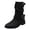 Black, variant on Women's Leather Wide Width Ankle Boots with Buckle Classic Round Toe Comfortable Low Chunky Heels Pullon Mid Calf Fashion Western Short Shoes Gray Size 9