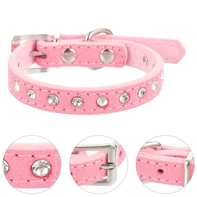 Houderco Collar De Cuero PU Para Perro Con Ajustable Y Rhinestones Para Fiestas Y Uso Diario
