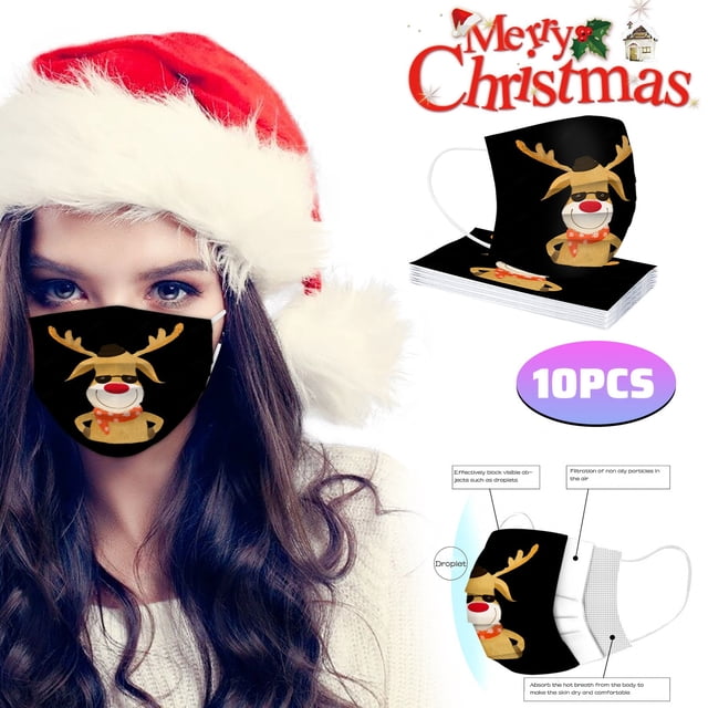 Dpityserensio Christmas Adult Mask Disposable Face Mask Industrial 3Ply Ear Loop