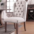 thumbnail image 6 of Miekor Furniture Contemporary Ivory Fabric 2pcs Side Chairs Tufted Wingback Design Rustic Oak Solidwood Back Dining Chairs Furniture B5A6771, 6 of 8