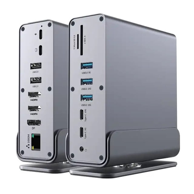 TUTT Docking Station Hub for Laptop Screen Extender | Triple 4K HD Display, 100W PD USB-C | 16-in-1 USB-C V8