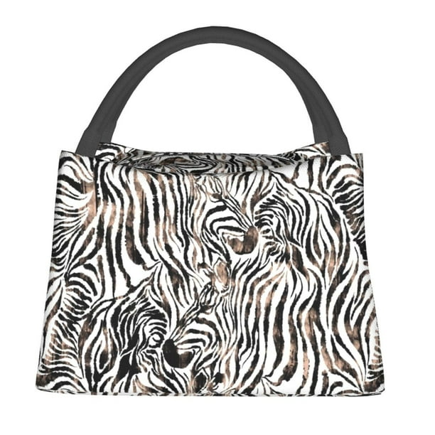 Fotbe Leopard And Zebra Bolsa Térmica Portátil con Estampado, Bolsa de Entrega de Alimentos Aislada, Bolsa Reutilizable de Gran Capacidad para Comidas y Supermercado