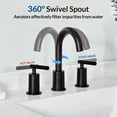 thumbnail image 4 of ANDY STAR Black Bathroom Faucet 3 Hole, 8 Inch Widespread Bathroom Faucet with Pop Up Drain, 360° Swivel Spout, Modern 2 Handle Vanity Faucet with cUPC Supply Lines, 4 of 8