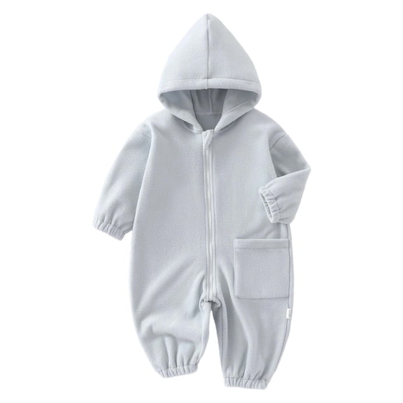 Likimi Infant Baby Boys Jumpsuits Hooded Zipper Solid Color Long Sleeve Romper For Baby Autumn Winter Fashion Clothes Blue Size 2-3 Years