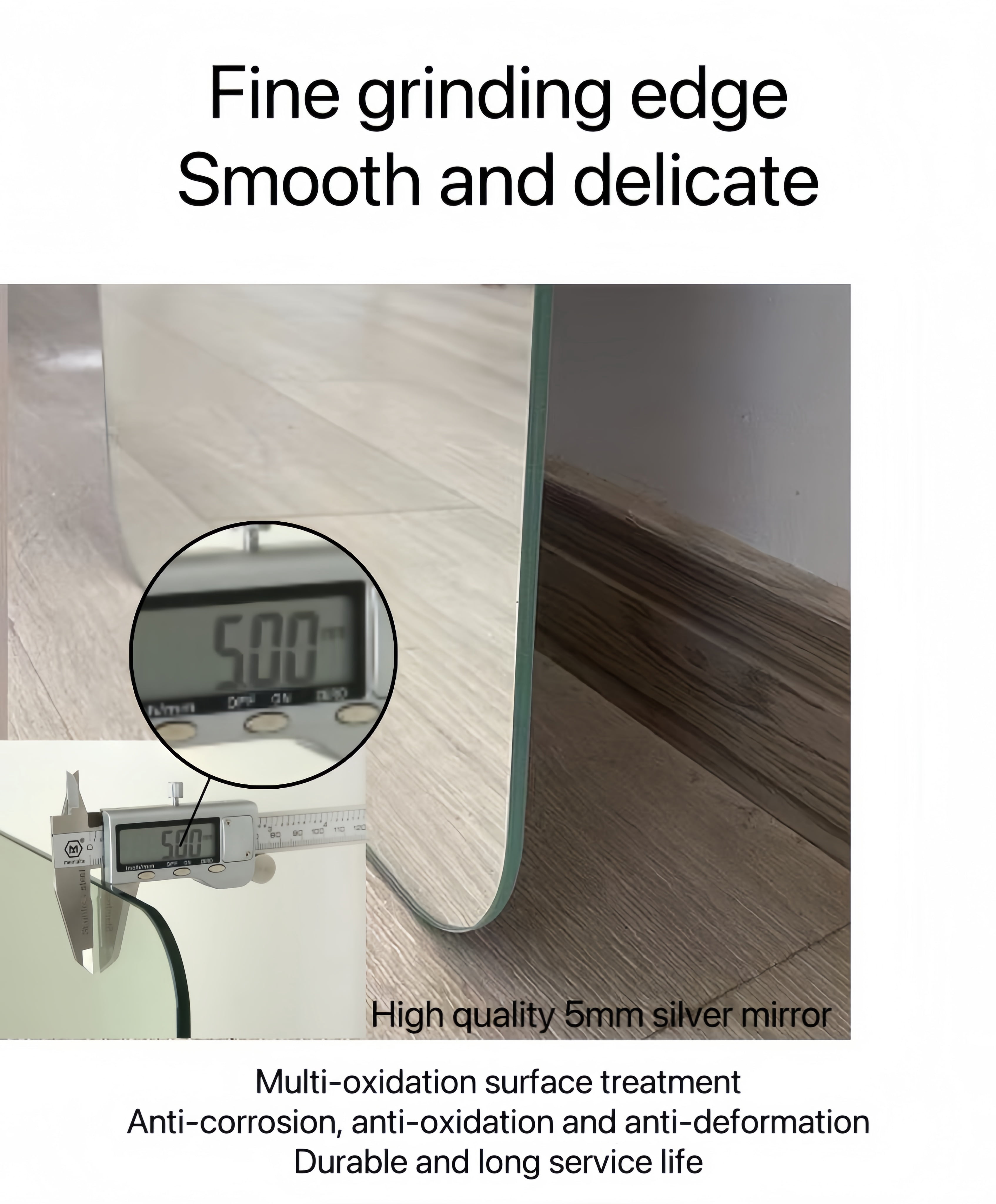 Full Body Mirror with Round Corner Design, Explosion-Proof Glass and Anti-Oxidation Silver Mirror, Wall Mount Mirror for Bedroom and Living Room, 60"x15"