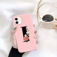 thumbnail image 1 of Funda de teléfono de silicona con letra inicial de Ottwn para iPhone 11 Pro 12 Pro Max X XR XS Max 7 8 Plus, funda trasera de TPU suave con flor rosa Retro Tan Jianjun unisex, 1 of 2