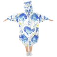 thumbnail image 2 of Wearable Blanket with Sleeves and Pocket Oversized Hooded Sweatshirt 3-14 YR Watercolor Blue Fish S, 2 of 7