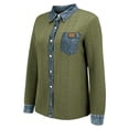 thumbnail image 6 of MaFYtyTPR Women's Cardigan Jacket Fall Winter Denim Patchwork Versatile Shirts for Fall Winter Daily Wear Army Green L, 6 of 6