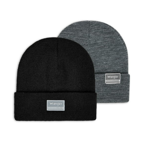 Wrangler Men’s Classic Knit Beanie, 2 Pack