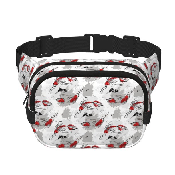Fotbe Koi Fish Cangurera Cuadrada con Estampado de Doble Capa, Bolsa de Cintura Ajustable Mini para Hombres y Mujeres