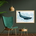 thumbnail image 2 of Whale Wall Art with Frame, Big Happy Whale with Ornamental Striped Waves with Motto Art Print, Printed Fabric Poster for Bathroom Living Room, 35" x 23", White Dark Blue and Blue, by Ambesonne, 2 of 2