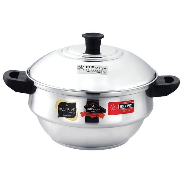 Compact 15 Stainless Steel Idli Maker With Encapsulated Sandwich Bottom - Silver, 4 Liters | Includes 3 Idli Plates+ 2 Steamer Plates+ 1 Mini Idli Plate - Multipurpose Steamer | Compact 15 Ultra