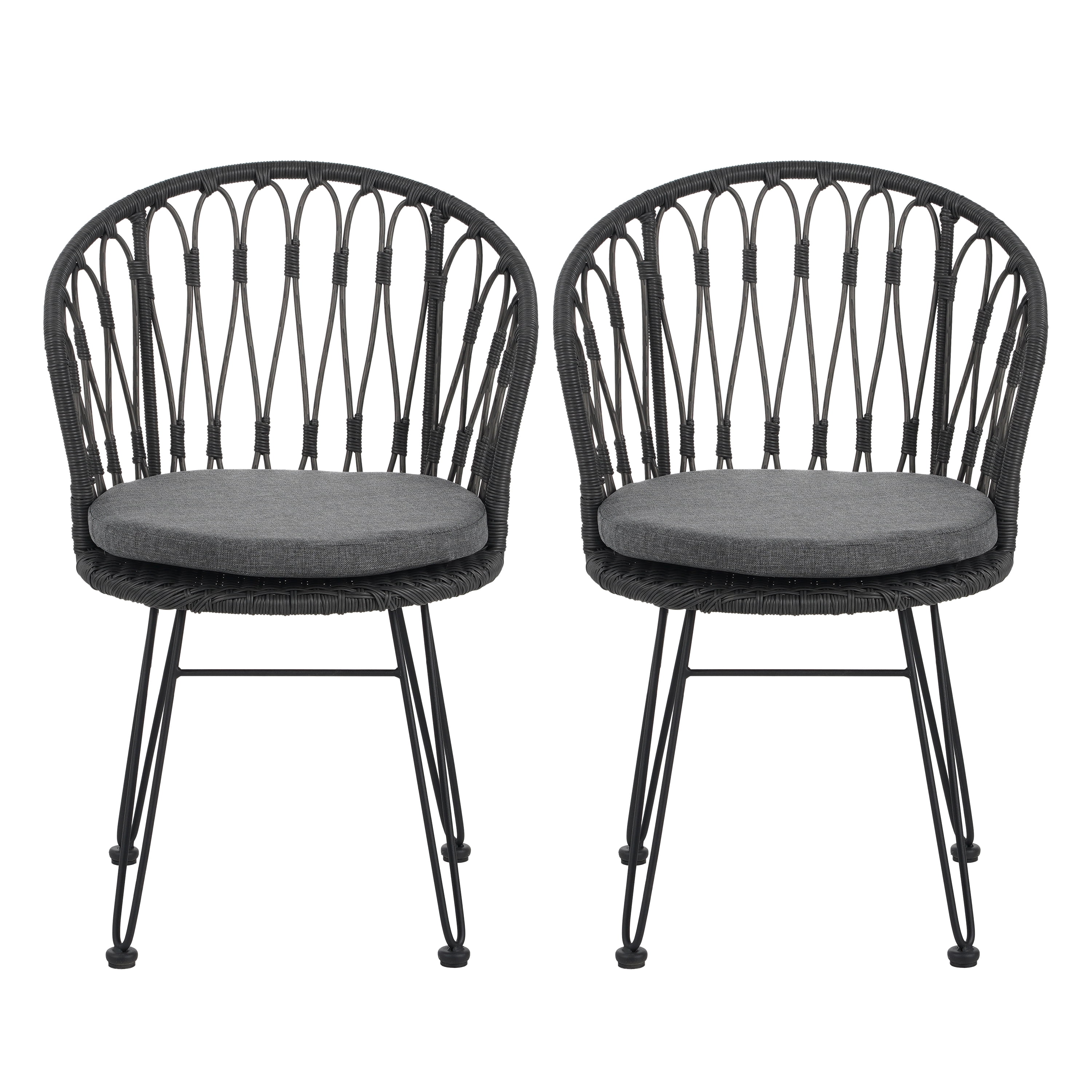 Euroco TAVON CHAIR,2PCS with 2 Cushions,Gray
