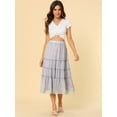 thumbnail image 3 of Unique Bargains Women's Floral Print Elastic Waist Ruffle Maxi Tiered Skirt, 3 of 6