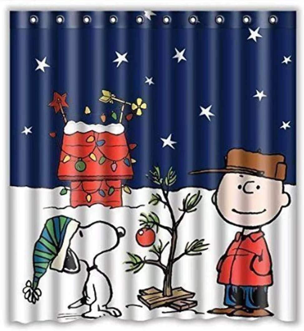Snoopy Christmas Shower Curtain Funny Charlie Brown Waterproof Shower Curtains Navy Blue Bath Curtain Kids Cute Bathroom Set With Hooks For Thanksgiving Halloween Decoration Home Decor Walmart Canada