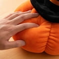 thumbnail image 5 of Euahivb Halloween Pumpkin Decorative Pillow 13.8 x 13.8 Inch Plush Stuffed Toy with Black Wizard Hat for Kids Room Living Room Couch Spooky Holiday Decor, 5 of 7