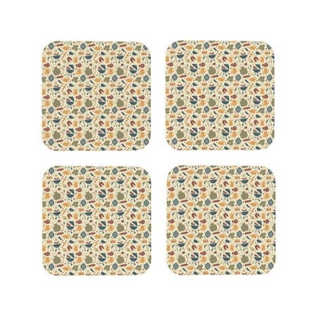 

Tideii Barbecue And Grill for Leather Coasters 4 Pieces Anti-fouling and Anti-scalding Decorative Coasters Suitable for Restaurants Kitchens Coffee Shops-Square