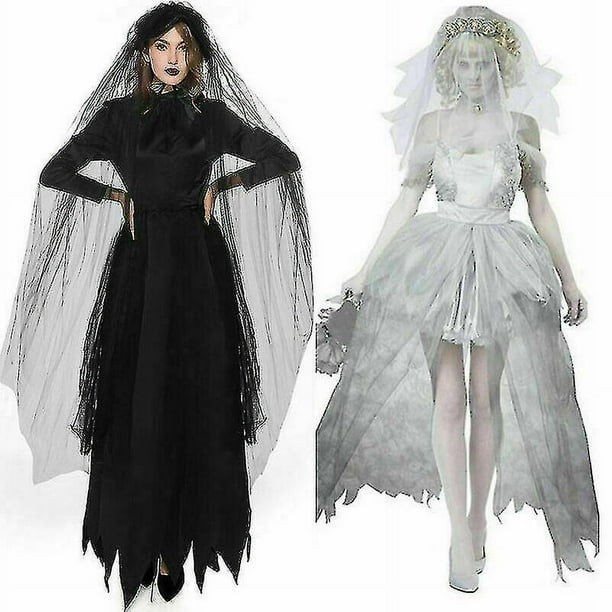 L Disfraz de Halloween para mujer, disfraz de vampiro, disfraz de terror, fiesta de novia fantasma