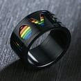 thumbnail image 3 of Pride Shack - Black Rainbow LOVE Spinner Ring LGBTQ Lesbian Gay Pride Ring Steel, 3 of 5