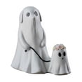 thumbnail image 2 of Liamobondopolis Whimsical Ghost Dog Resin Figurine with Leashed Mini Floral Ghost for Halloween Tabletop Fireplace Mantel Fall Seasonal Decor 6.1 In, 2 of 5