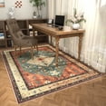 thumbnail image 3 of Washable Area Rug for Living Room, NovDeco 5'x7' Non-Slip Vintage Oriental Indoor Rug, Soft Low Pile Stain Resistant for Entryway, Nursery, Office, 3 of 11
