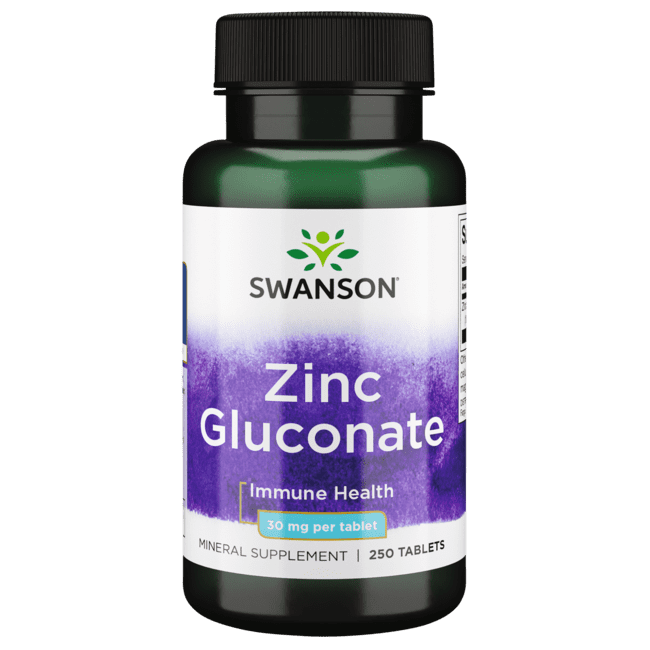 Swanson Zinc Gluconate - Mineral Supplement Promoting Prostate Health, Vision Health, & Immune Support - Gluconate Form for Optimal Absorption - (250 Tablets, 30mg Each)