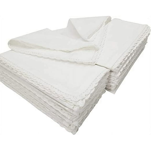 "GFI LINEN CLUBS 20"" x 20"" White Cotton Cloth Napkins, 12 Count"