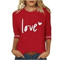 thumbnail image 2 of Craaazy Fashion Women's Valentines Cozy Round Neck Tops 3/4 Sleeve Casual Shirts Gifts, 2 of 5