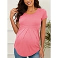 thumbnail image 6 of Yawrut Women's Fashionable Maternity Wear, Ruffled Pleated Elastic and Comfortable Pink Short-Sleeved Maternity Top, 6 of 8
