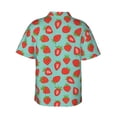 thumbnail image 3 of Daiia Hand Drawn Strawberry Hawaiian Shirt for Men Gentle Cotton Regular Short Sleeve Casual-Large, 3 of 9
