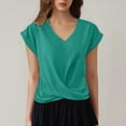 thumbnail image 2 of LIUJUNSHOP Women's Comfy Casual Summer Tops Short Sleeve V Neck Blouses T Shirts Twist Knot Basic Tees, 2 of 5