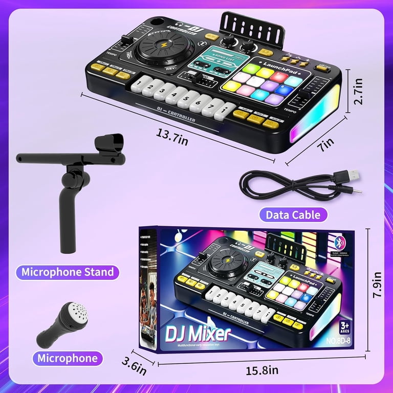 Joystone Kids DJ Mixer Toy with Bluetooth, Turntable & Mic photo 3