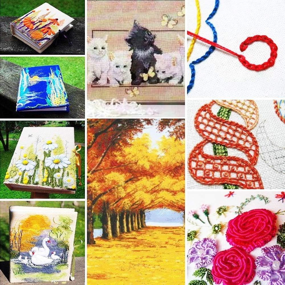 SONGAUN 450PCS Embroidery Threads Cross Stitch Thread, 447 Colors Skeins Sewing Floss, Cotton Bobbins Skeins Embroidery Thread, Cross Stitch Kits for Adults Knitting DIY Crafts Project