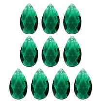 Uxcell K9 Crystal Pendants Teardrop Beads, 10 Pack 38mm Chandelier Prisms Parts Hanging Beads DIY Lamp Dark Green